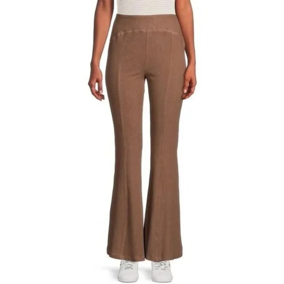 Area Stars Pants - Area Stars Ribbed Flare Pants Womens Brown Size XS